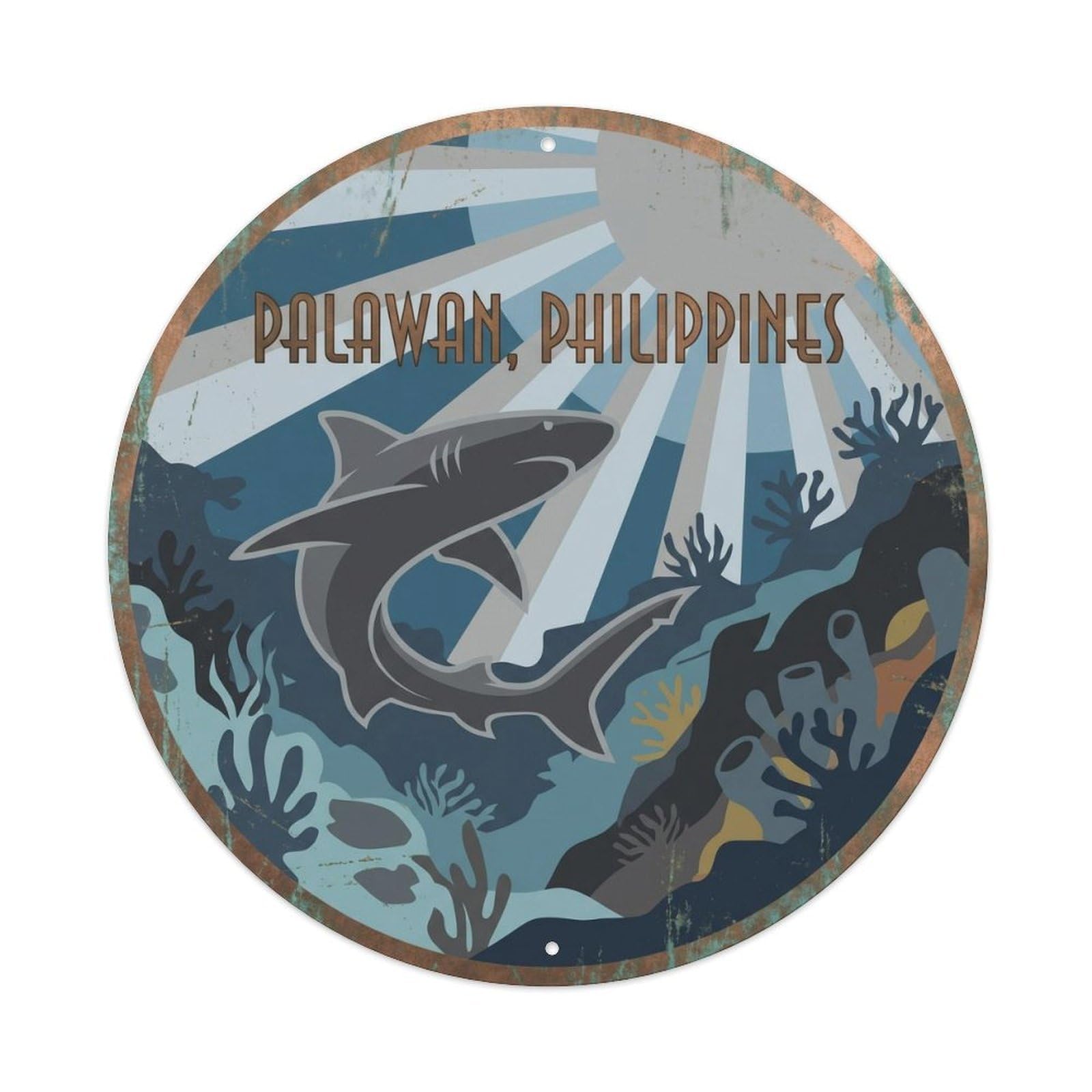 Tubbataha Reef Shark Travel Shipwreck Diving Metal Tin Sign