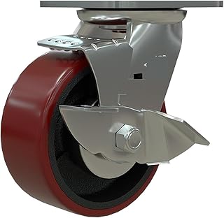 1Pc Packing Heavy-Duty 5-inch Cast Iron Pu Caster/Swivel Wheel with Brake/Warehousing and Handling Industrial Whee