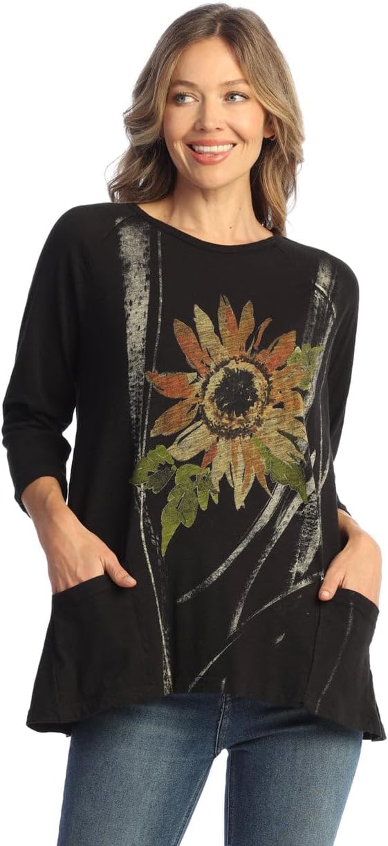 Jess & Jane Women's Coloring Mineral Washed Patch Pocket Cotton Tunic