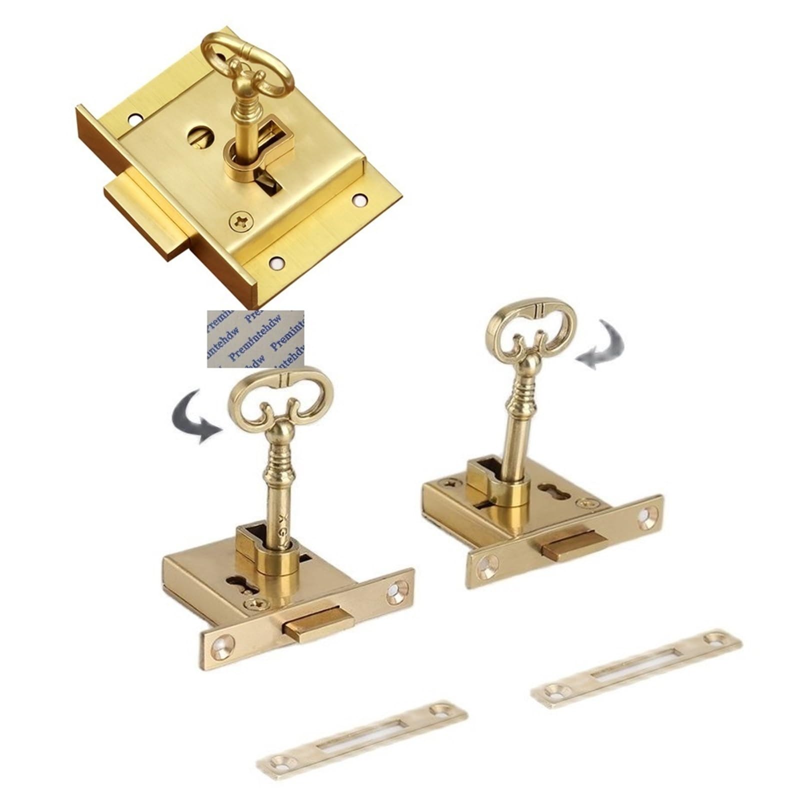 Cerradura de latón para cajones Cerradura de caja cajón gabinete latón antiguo clásico con llave cetro(L)