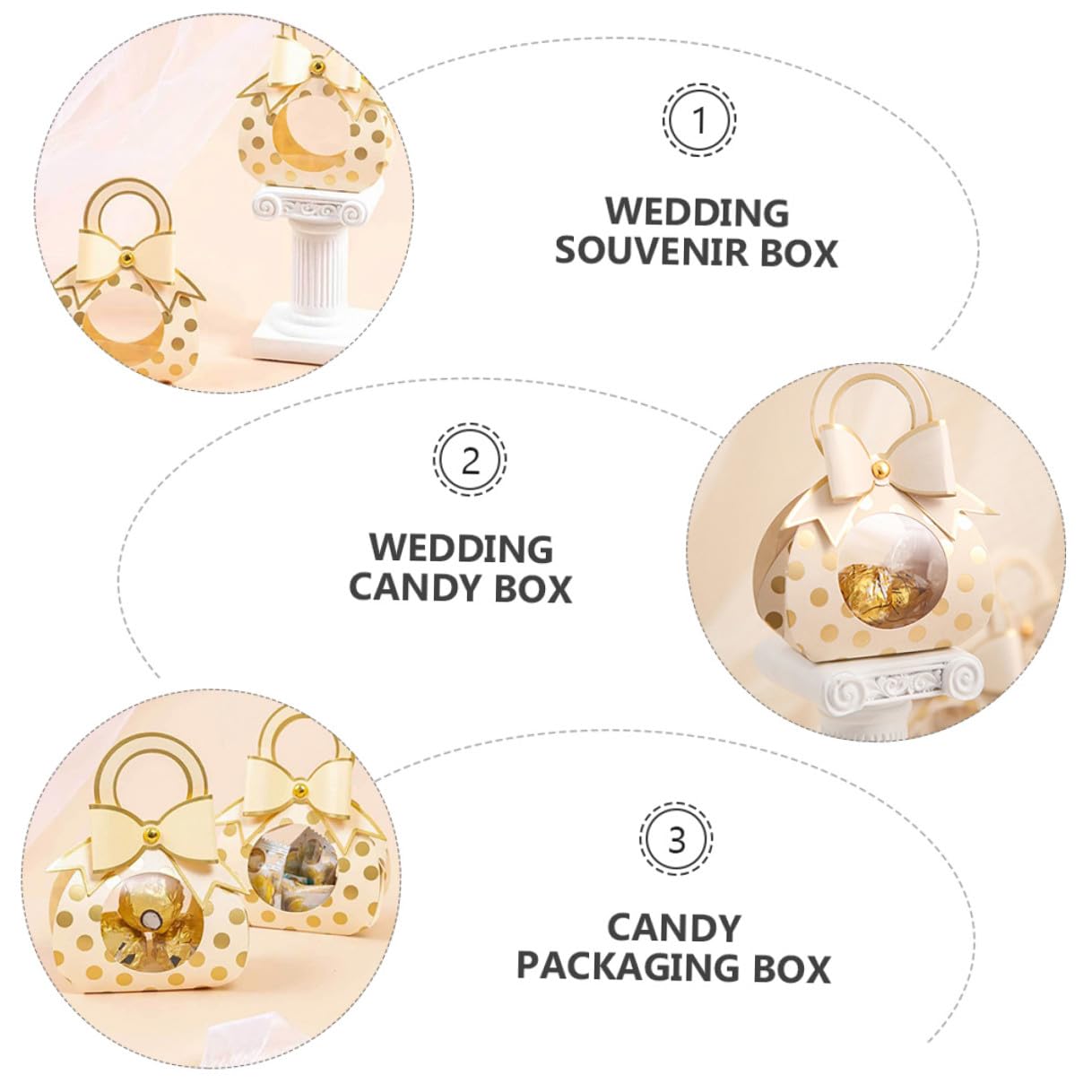 Alasum Leichte Geschenkverpackung mit Griff und Transparentem Fenster 50 Stück Kreative Hochzeitsbonbon Papierbox in Khaki für Partys und Hochzeiten