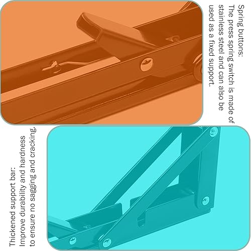 Miniatura 5 de Soportes de estante plegables, soporte plegable resistente, soporte en L negro para banco de trabajo, bisagra de mesa plegable, paquete de 2