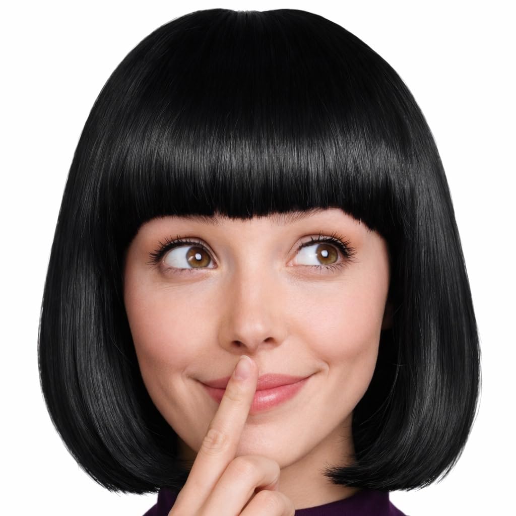 Hatstar Bob Perücke Schwarz, Charleston-Perücke für Damen und Herren, Kostüm Accessoire für Karneval, Fasching und Halloween, 100% Polyester