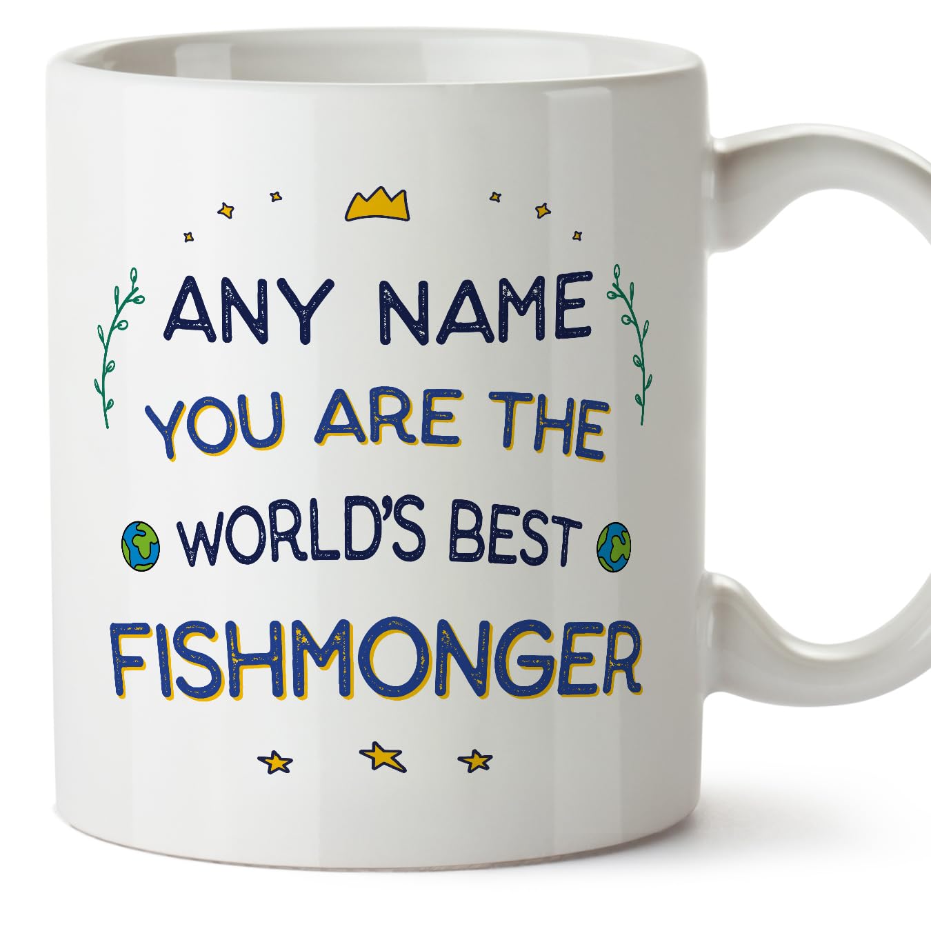 MUGFFINS Personalised Mug for Fishmonger - in English - World's Best - Funny Custom Gift for Colleagues - Ceramic 11oz Mug