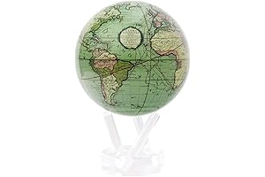 Globe Antique Terrestrial Green 4.5"- Mova Earth with Clouds