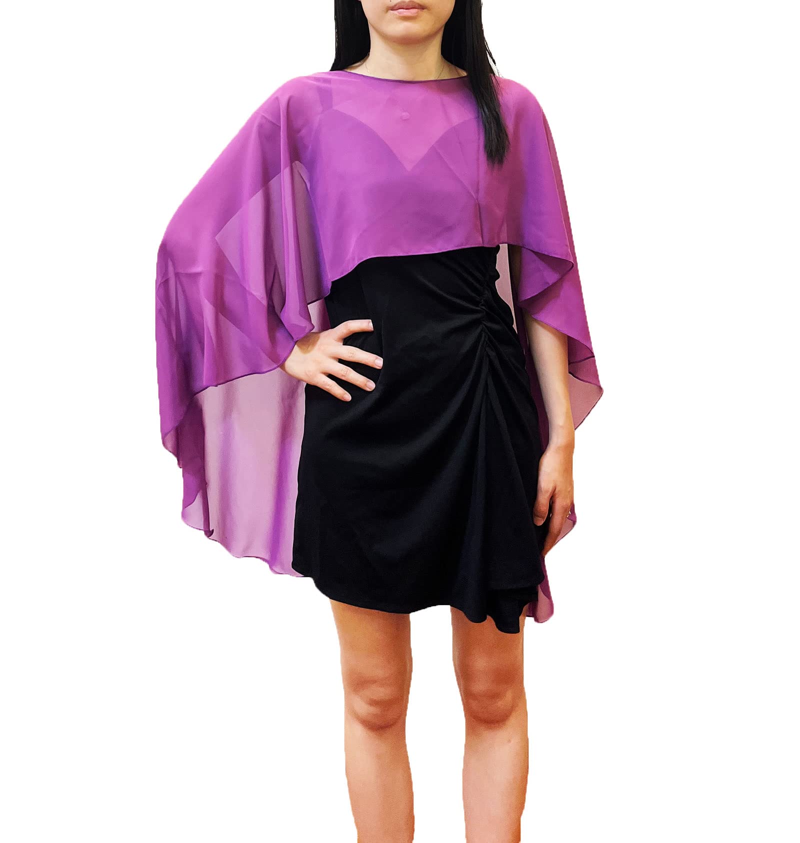 GCFIYPPWomen Shawl Soft Chiffon Shawl and Scarf for Bridesmaid Evening Dress Wedding Shawl, Purple, One size