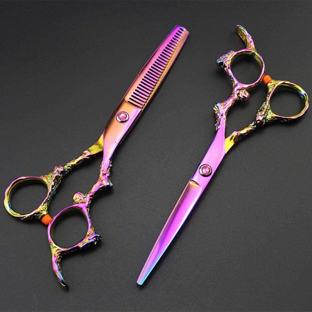 Tijeras de peluquería, Tijeras de peluquería Profesional 6 Pulgadas Japón 440c Tijeras de Corte para Cabello Tijeras de Corte Tijeras de Adelgazamiento de salón Juego de