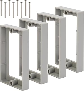Single Gang Receptacle Outlet Box Extenders 1/2",Electric Outlet Extender Box with 8 Screws,Receptacle Extender for Electric Box and Electric Outlet Switches, Gray (Pack of 4)