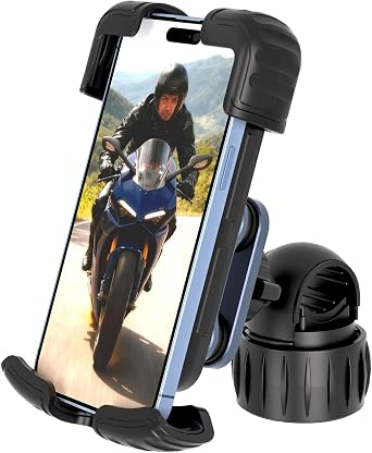 TXV Motorcycle Phone Mount Holder - Upgrade Vibration Dampener - 360 Rotatable Bicycle Phone Holder, Bike Scooter Handlebar Phone Clip for 5.1" - 6.8" Smartphones
