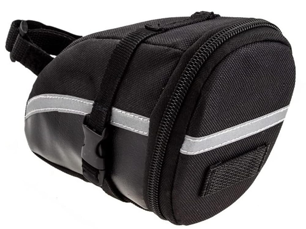 Borsa da bicicletta impermeabile sotto la sella – Custodia multifunzione con chiusura regolabile, colore nero