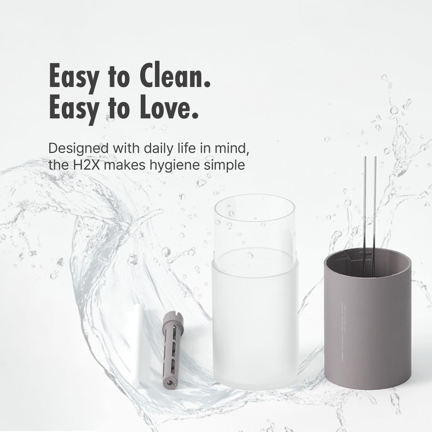 LUMENA H2X Portable Cool Mist Humidifier, 500ml Wireless Personal Humidifier with Mood Light, Auto Shut-Off Sensor, Up to 12 Hours, for Bedroom, Office, Desk & Car (Sand Gray)