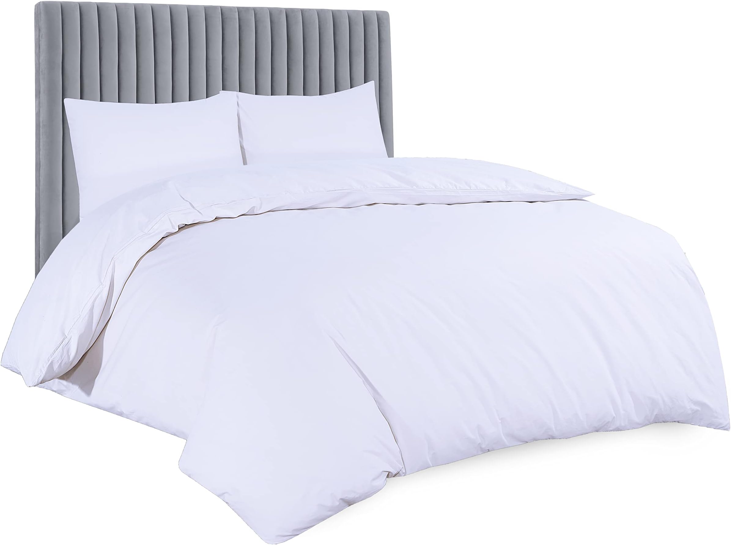 Sapphire Collection Luxury 100% Egyptian Cotton Duvet Quilt Cover & Pillowcase Bedding Set (White, King)