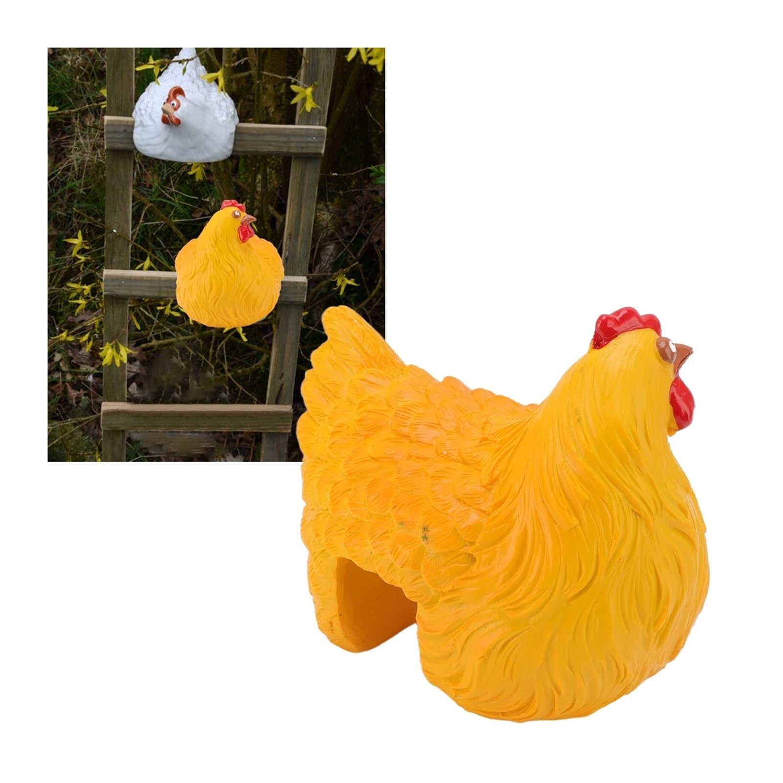Arredo da giardino Statua in resina squisita con scaletta e gallina, decorazione da giardino naturale Arredo da esterno