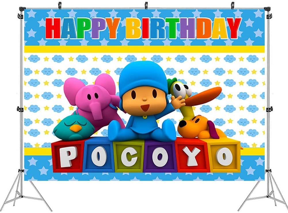 POCOYO Cartoon Backdrop Photography Background, Birthday Party Background, Baby Shower Party Decoration Banner, Pocoyo party Decorations Supplies,150*100cm