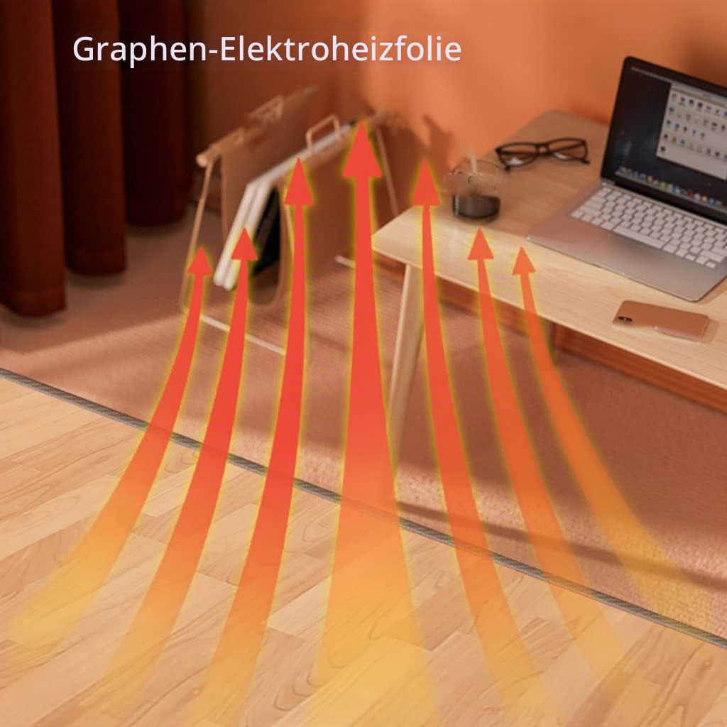 OLOTU Große elektrisch beheizte Fußmatten, elektrischer Bodenteppich aus Kohlenstoffkristall mit 12-Stunden-Timing-Überhitzungsschutz-Digitalanzeige