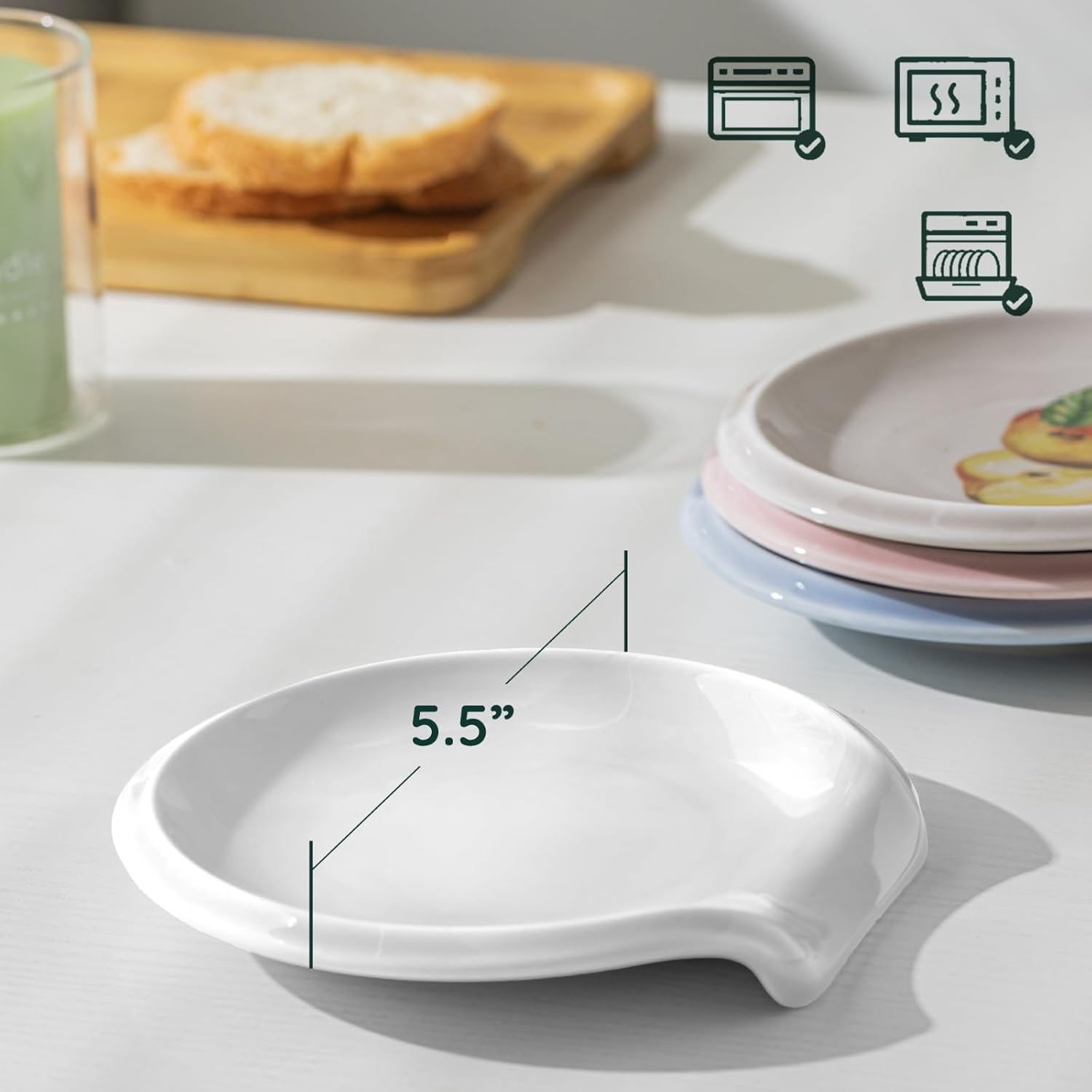 Spoon Rest for Stove Top, 5.5 Inches Kitchen Spoon Holder, Ceramic Spoon Rest Stove Top, Kitchen, Coffee, Set for 1, White 5.5 Inch White Round 1 image 2 of 7 B0DPR4797J