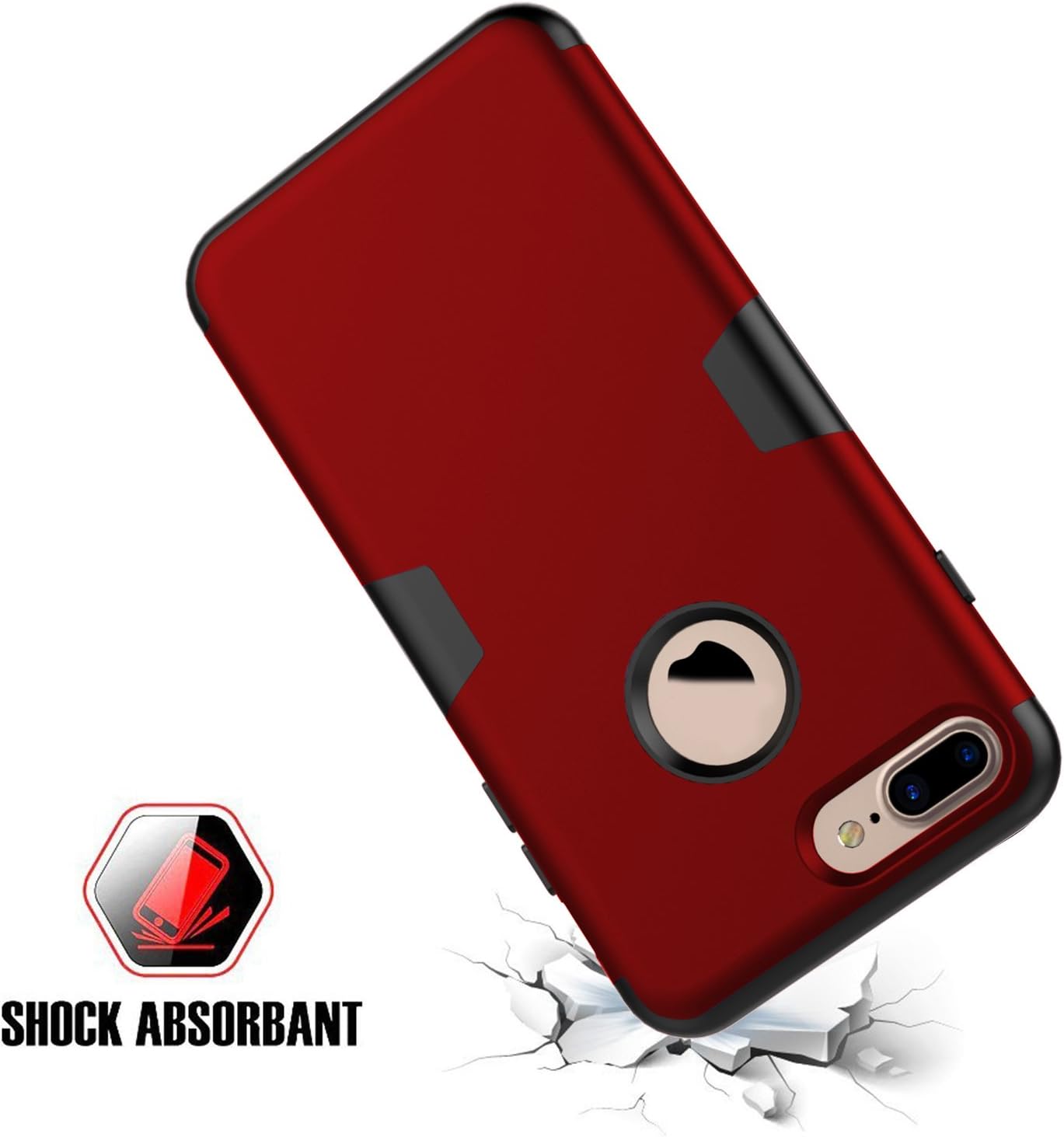 RabeMall Shockproof Case for iPhone 7 Plus,Sturdy and Durable and Slim Fit Case,Red Black