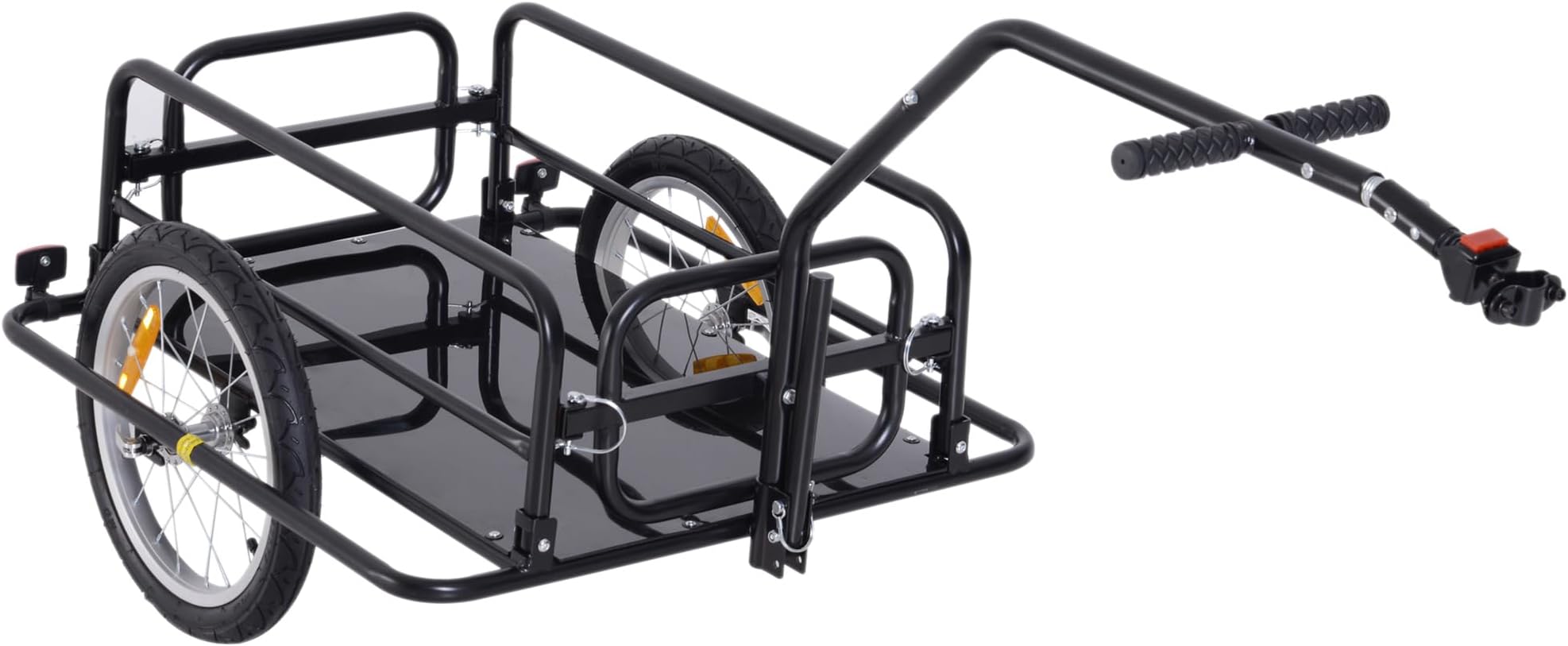 Aosom Bike Cargo Trailer Heavy-Duty with Universal Hitch 16" Wheels Black
