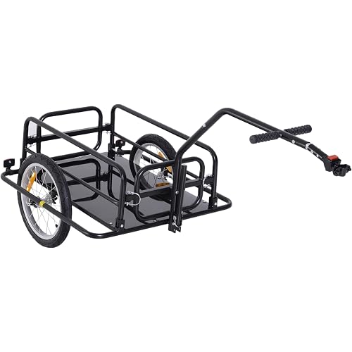 Aosom Bike Cargo Trailer Heavy-Duty with Universal Hitch 16" Wheels Black