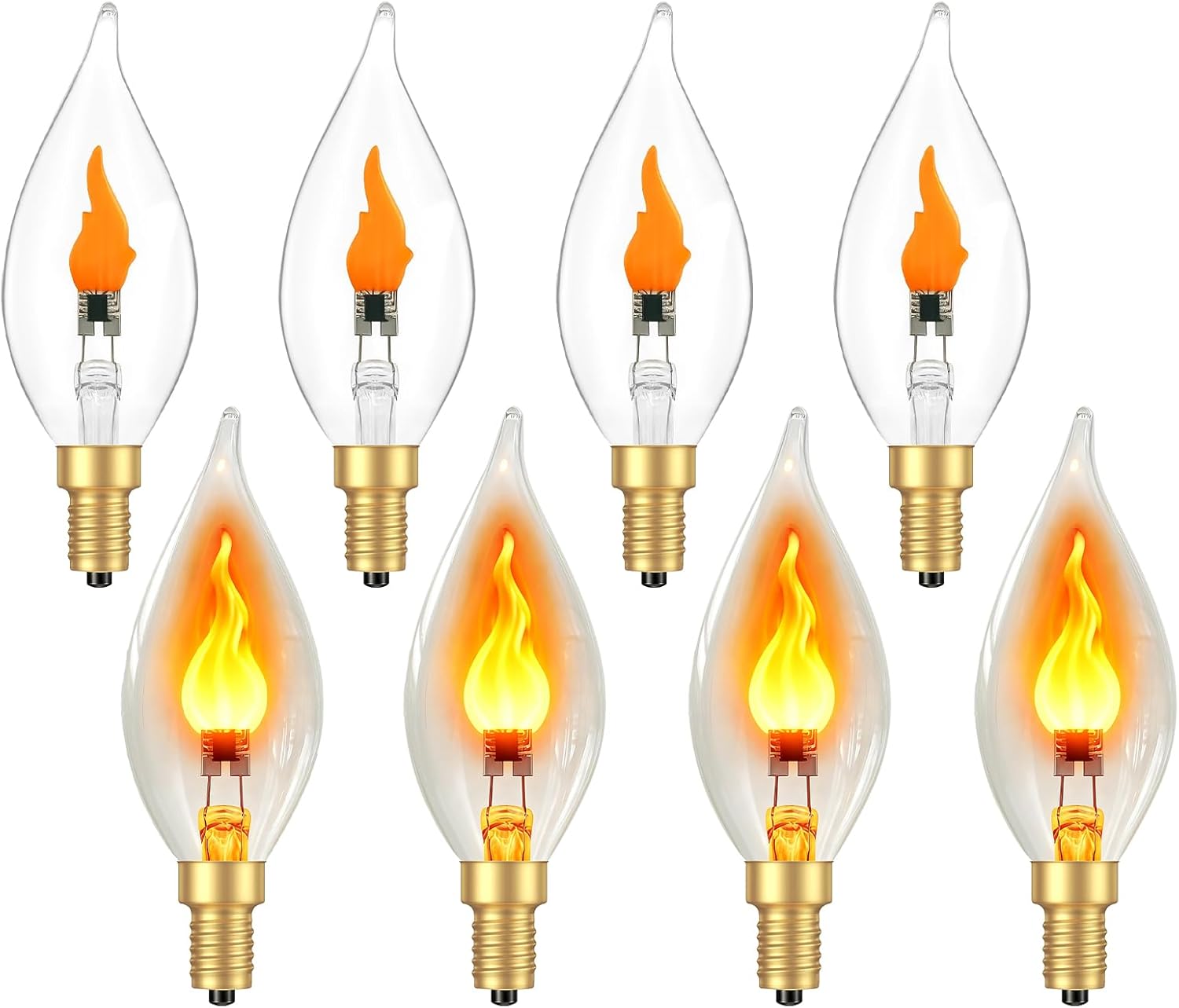 Vicstone Flame Light Bulbs E12 Candelabra, Realistic Flickering LED Fire Light Bulb, Flicker Bulb for Lantern Lamp Chandelier, Halloween Christmas Holiday Indoor Outdoor Porch Patio Decorations，8