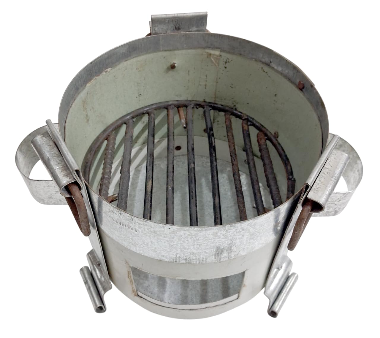 VILLAGE KRAFT Shudh Deshi Style Traditional Iron Sigdi/angeethi/Heater/Stove/tandoor/Coal Charcoal Keeper/Griller Oven/Heavy Duty/Portable BBQ Grill Easy To Use Chula Cooktop,Zinc polish Finish-image-22