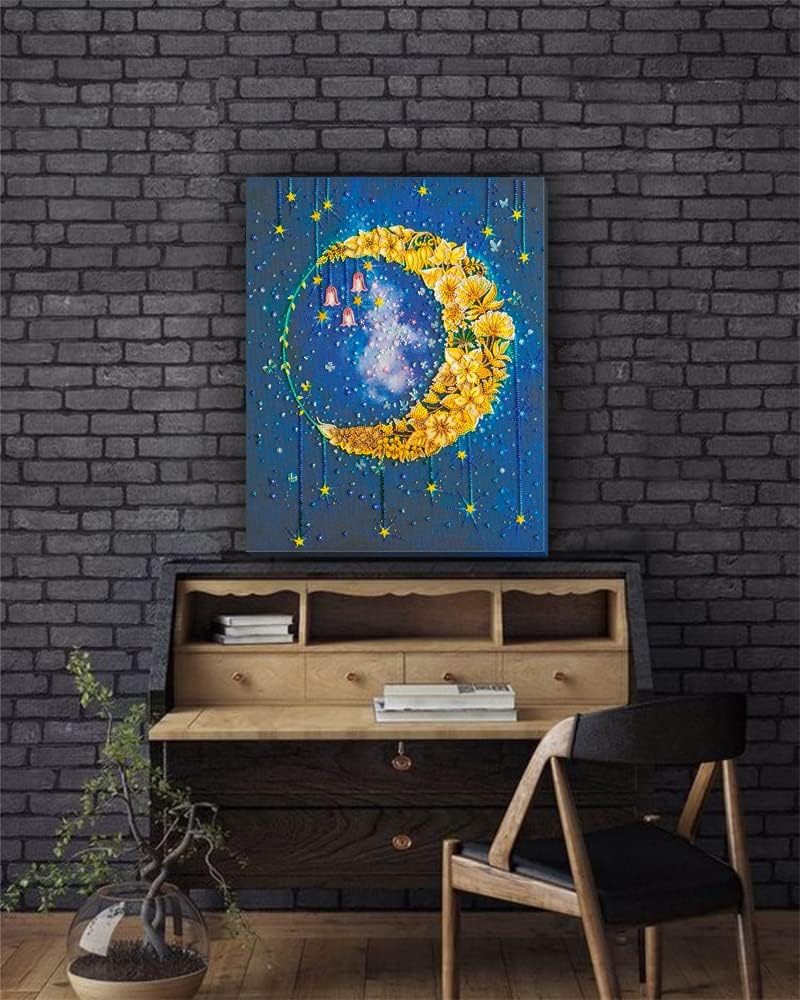 Bead Embroidery Kit Shining Night Flower Moon Bloom Beaded Stitching Heedlepoint Handcraft DIY