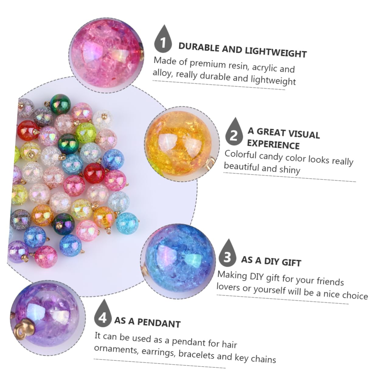 3 Series Colgante Colorido Crack Baldosas Pulseras De Cuentas Suministro De Joyas Brazalete Pulseiras Cuentas Acrílicas Colgante De Cuentas De Resina Colorful 50 Piezas*3