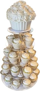 Gowing 5 Tier Cupcake Stand, Cupcake Tower, Acrylic Cupcake Display Stand with Base, Clear Tiered Dessert Stands for Party