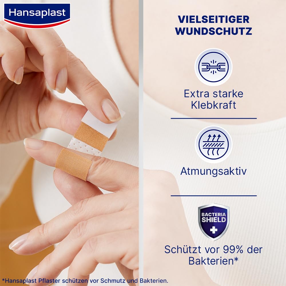 Hansaplast Classic Pflaster (5 m x 8 cm), zuschneidbare Wundpflaster mit extra starker Klebkraft, flexibles und atmungsaktives Verbandsmaterial (Packung mit 3)