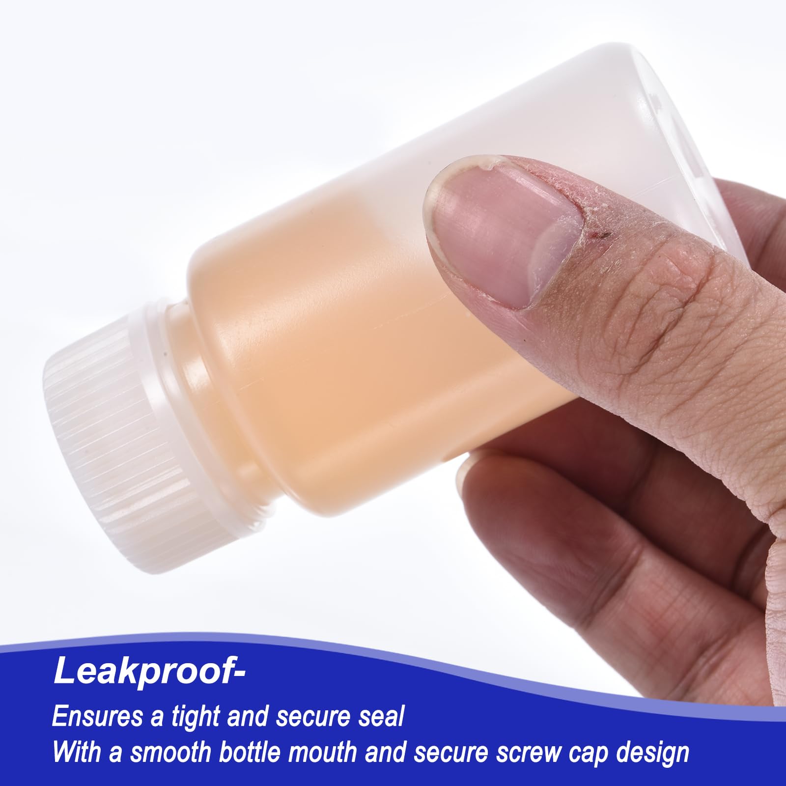 PATIKIL 50Pcs Bouteilles de Réactif de 60 ml, en HDPE, à Large Ouverture avec Bouchon à Vis pour Stockage de Liquides Réactifs en Laboratoire, Couleur Blanche Translucide