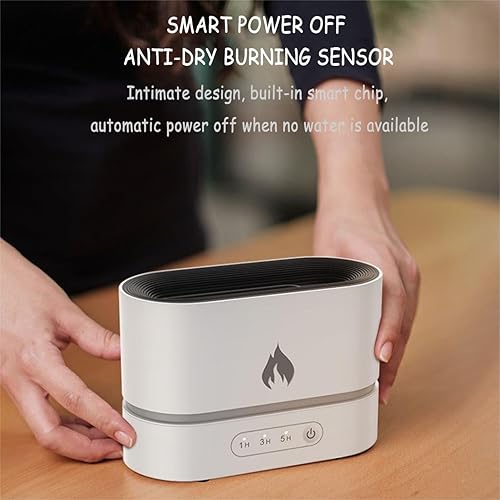Miniatura 3 de Difusor de aroma de atmósfera de llama tres en uno, humidificador, luz nocturna romántica, apagado automático sin agua para evitar quemaduras en