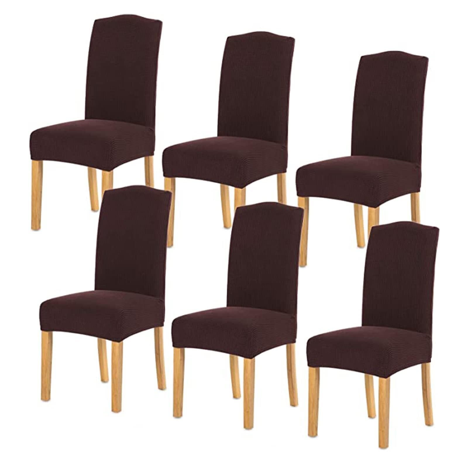NMVAWIPT Dining Chair Covers, Soft Stretch Jacquard Slipcovers, Washable Removable Parsons Protector - Fits High Back Chairs(#7,6pcs)