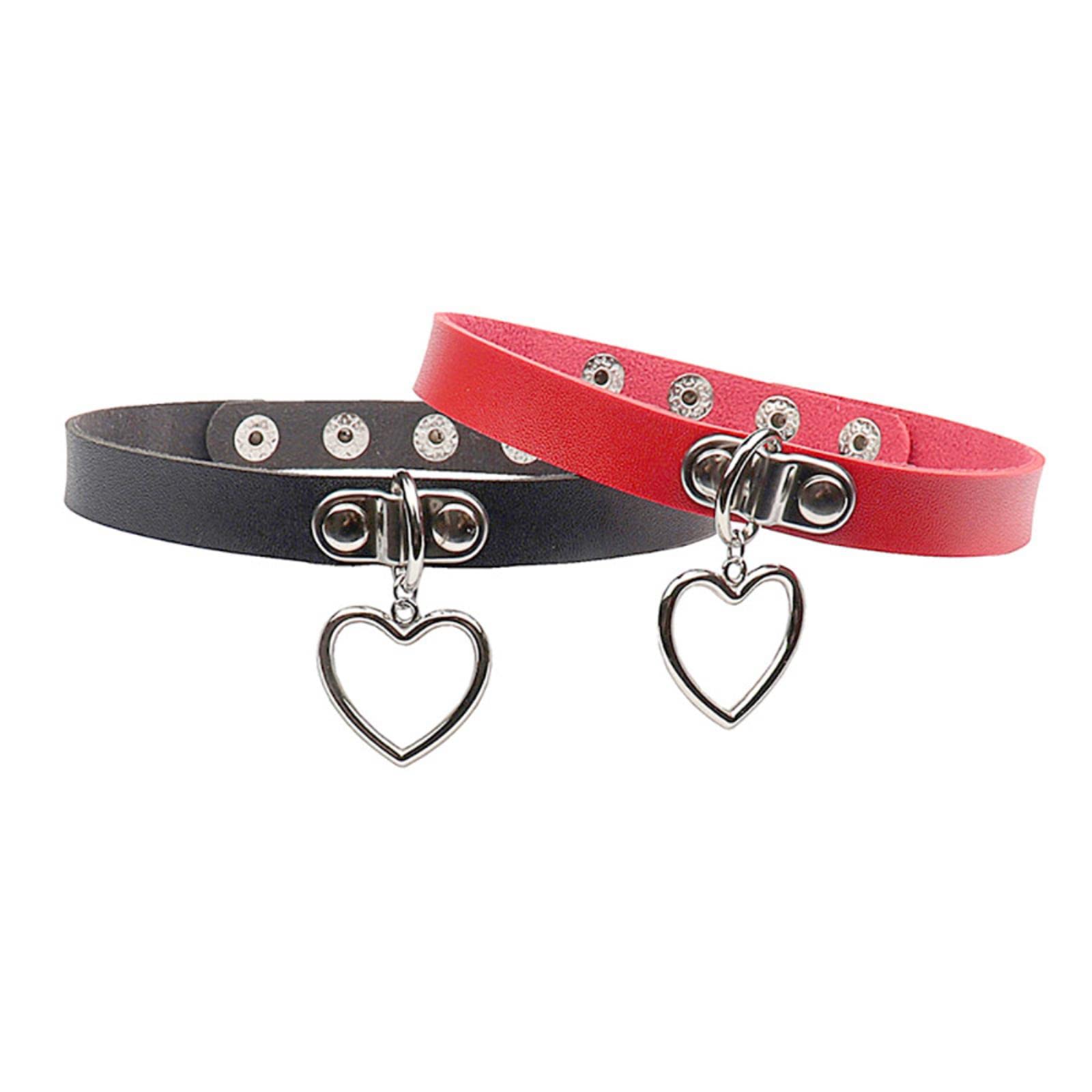 Collana da donna in pelle punk rock, gotico girocollo con catena regolabile