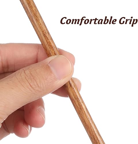 Vista 23 de Operitacx 6 cucharas de madera para mezclar, mango largo, marrón, rústico, cucharas de café y té