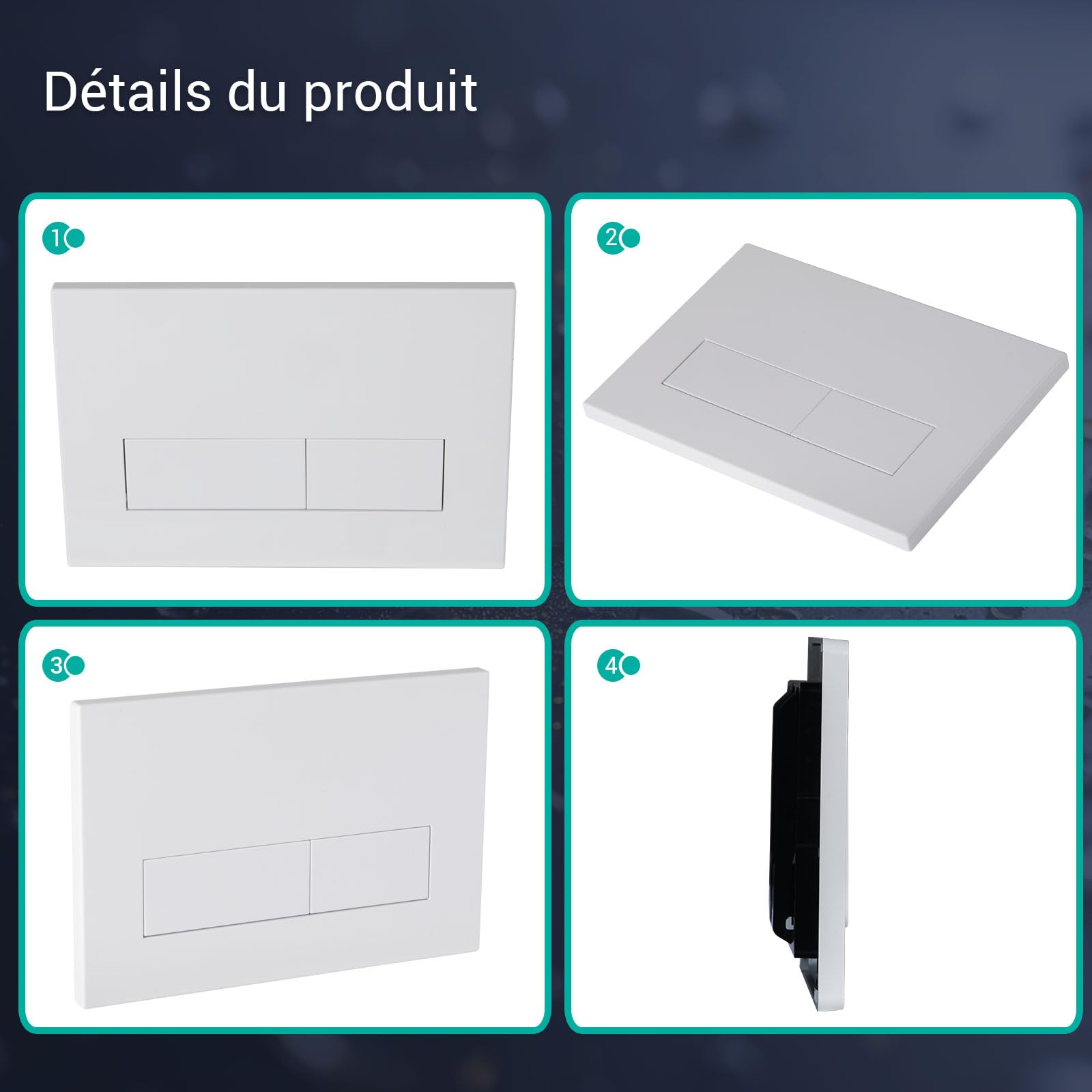 Empyreal Plaque de déclenchement avec jeu de levier de chasse et cadre de montage,pièces de rechange compatible avec Geberit Sigma 01,20,30 & UP320 & 300,115770115 double chasse(Blanc Mat)