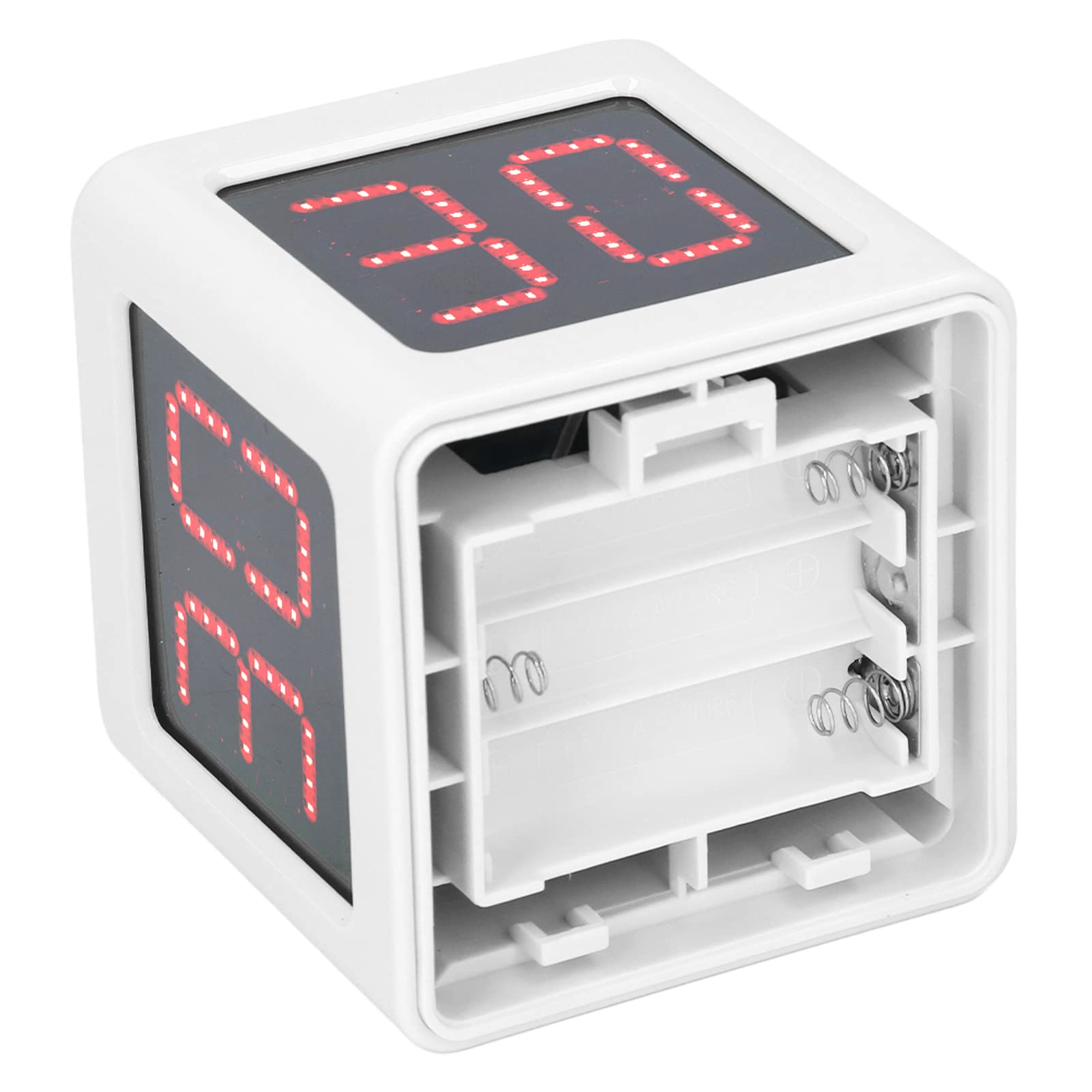 Cube Timer Seconds, LED Race Cube Timer 1.4in 4 Sided Digital Shot Countdown Stopwatch for Private Poker Decor, Scoreboards & Timers (White)