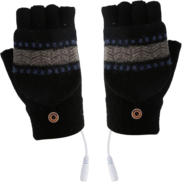 Rehomy USB Heating Winter Gloves Half Fingerless USB Heated Mittens