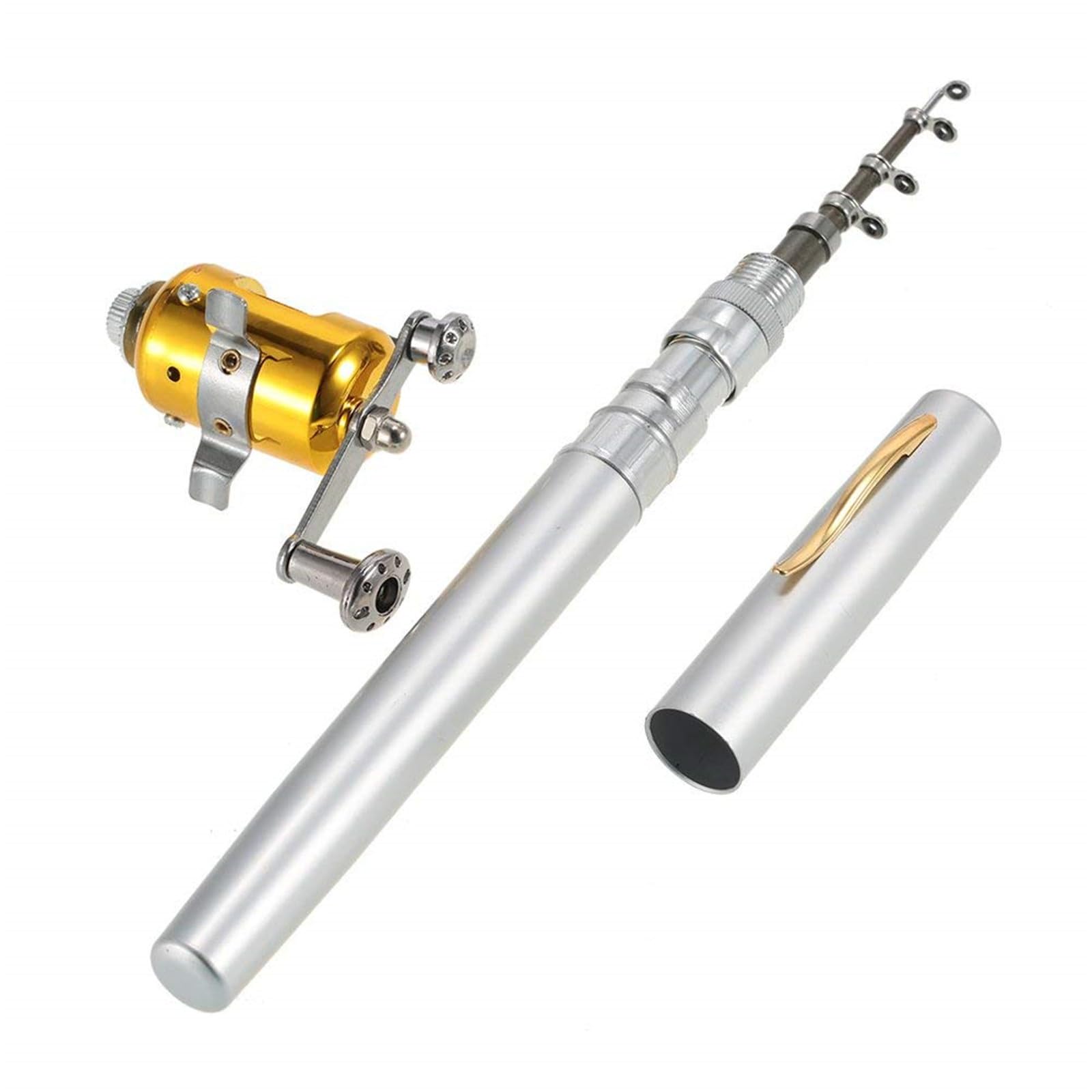 JatzdeMini Portable Pocket Fish Rod Pen Aluminum Alloy Fishing Rod Pole Reel Combos