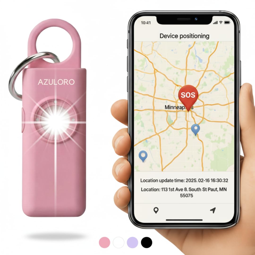 Alarmes personnelles pour femmes – Porte-clés de sécurité d'autodéfense – Sirène d'alarme personnelle avec SOS et appel d'urgence – Porte-clés d'alarme pour femmes – Cadeaux pour adolescentes