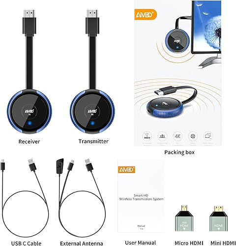 Miniatura 8 de Transmisor y receptor HDMI inalámbrico 4K, TIMBOOTECH Streaming Media VideoAudio HDMI Extensor inalámbrico 5G Kit para portátil, cámara, caja de