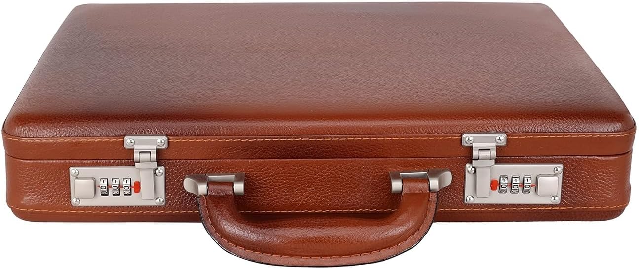 Da leather villa Full Grain Leather Briefcase Attache Case For Unisex Size L17xW3xH12 Inches Briefcase Bag