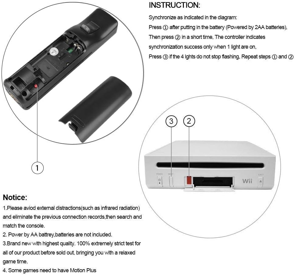 ZeroStory 2 Packs Wireless Controller and Nunchuck for Wii and Wii U Console, Gamepad with Silicone Case and Wrist Strap (Black and Pink) - Image 4