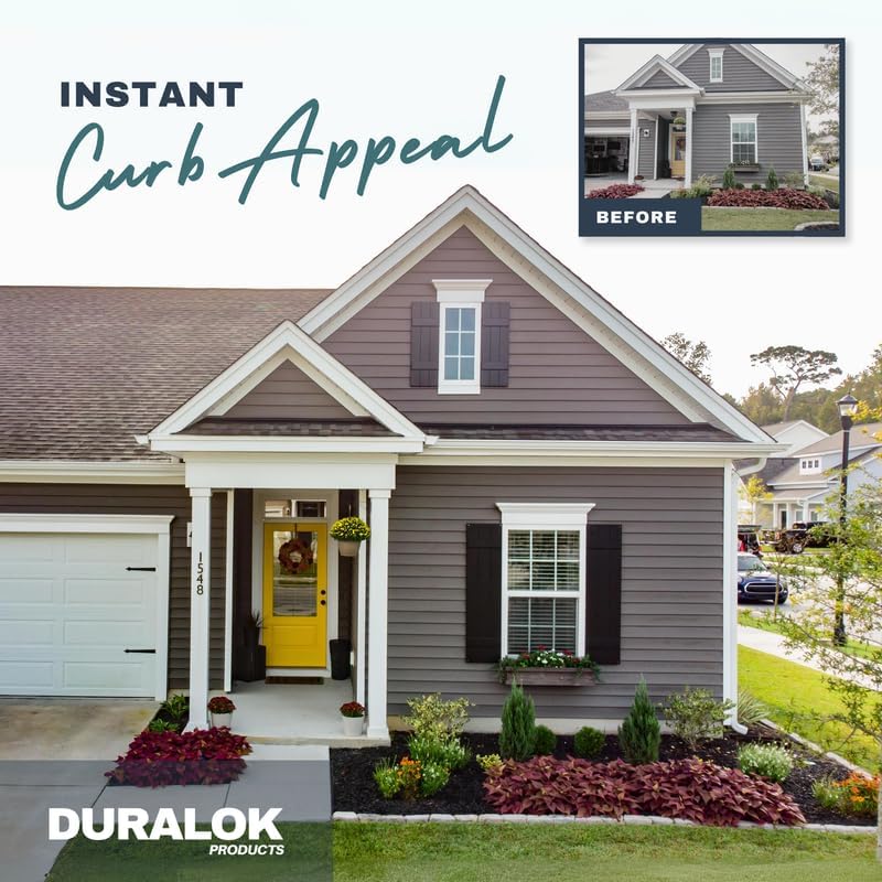 Duralok Vinyl Exterior Shutters | One Pair | Louvered 50/50 Split Cathedral Top Exterior Window Shutters | 16.5" x 31" | Burgundy Red | Simple Installation + Hardware Included | Made in The US