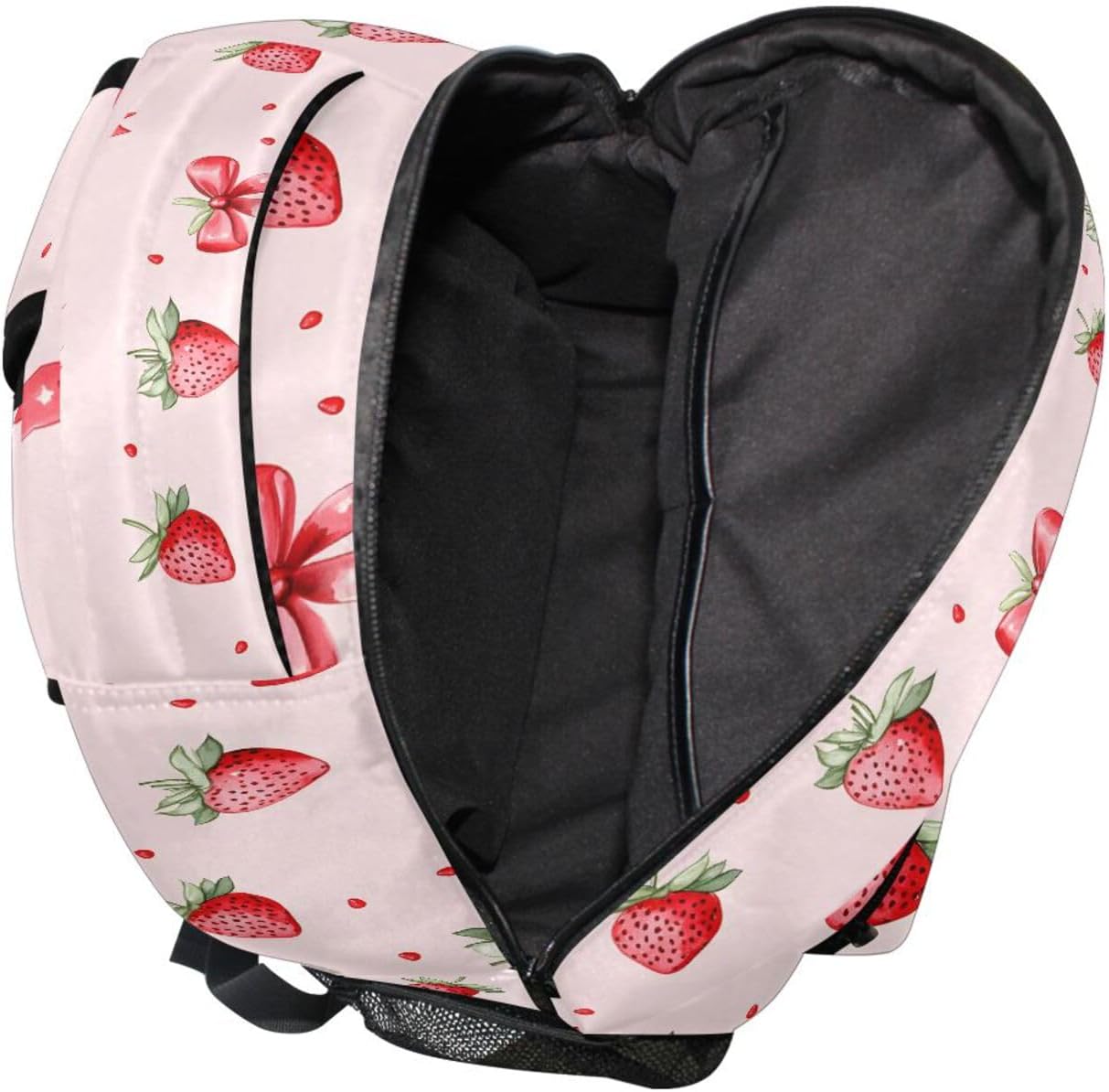 Strawberry Bow Polka Dots Backpack for School Boys Girls Adults Kids Bookbag Laptop Bag 15L