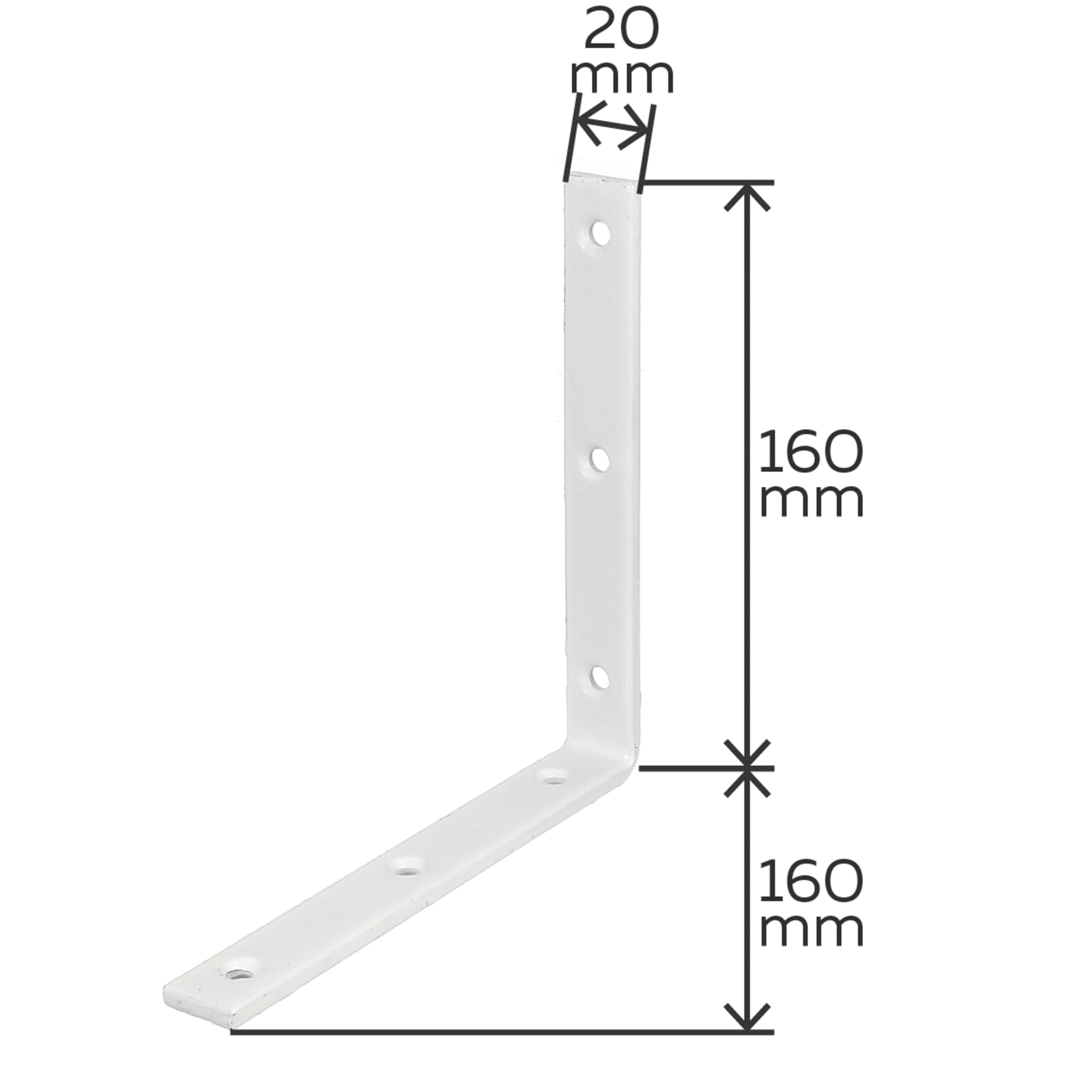 Alberts 847869 Équerre de poutre | étroite | plastifiée, en blanc | 160 x 160 x 20 mm | kit de 10