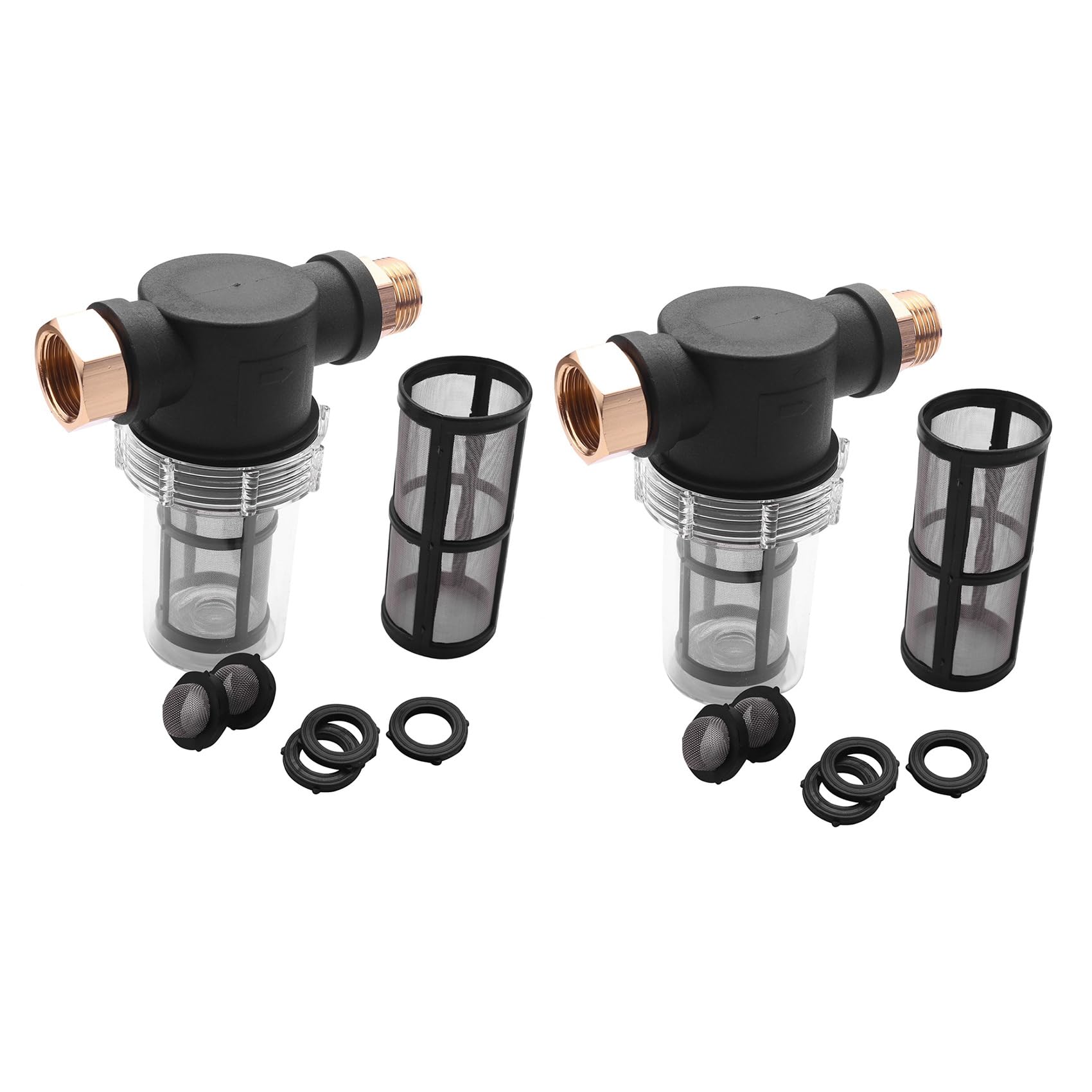 Hndhbfgrt 2X Sediment Filter Attachment Garden Hose Inlet Pressure Washer + Extra 100Mesh Filter, 6 O-Ring 4 Filter Hose Washer