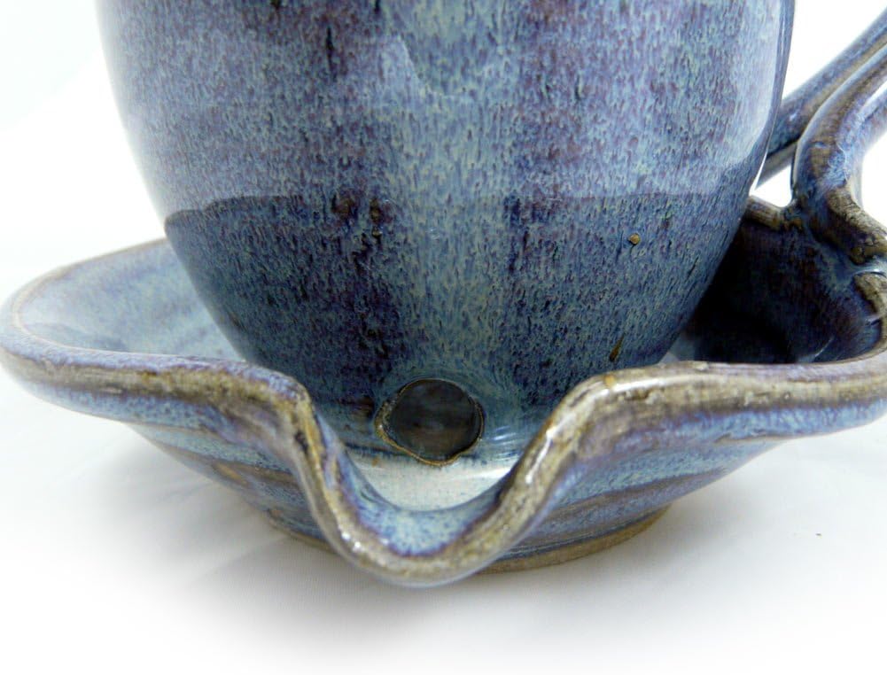 Hand-Sculpted Stoneware Microwave Bacon Cooker Mug, Made in USA (French Blue Blend)