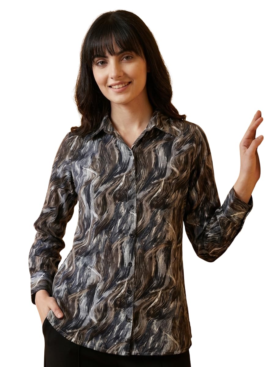 bee m pee designer Women Western Shirts Satin Stylish Formal Long Full Sleeve Shirt | Marble Print Woman Tops Shirts for Office | Casual Shirt for Vacation | Regular (S-2XL)-picture-39