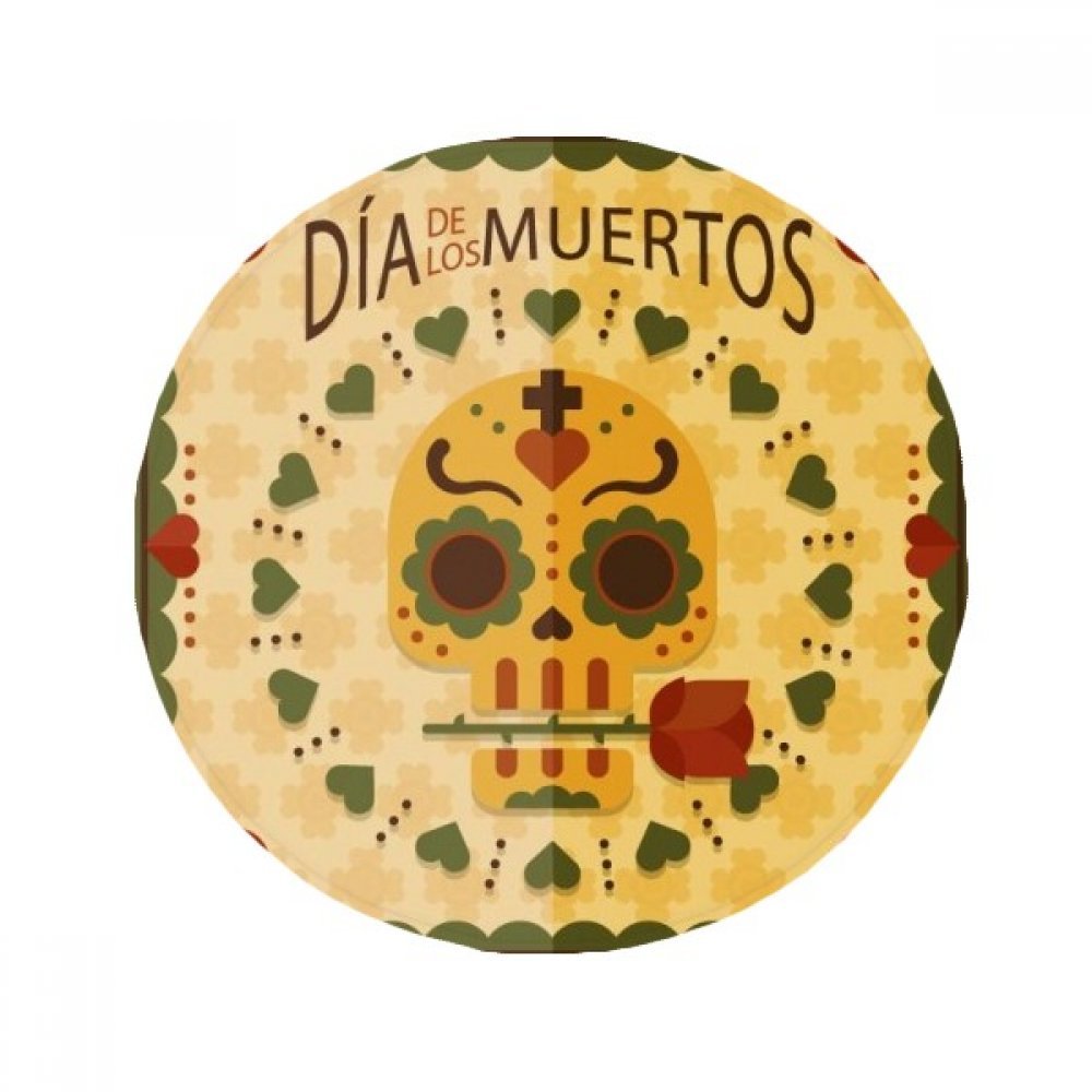 Tapis de sol Crâne Rose Jour des Morts rond et sécurisé 80cm
