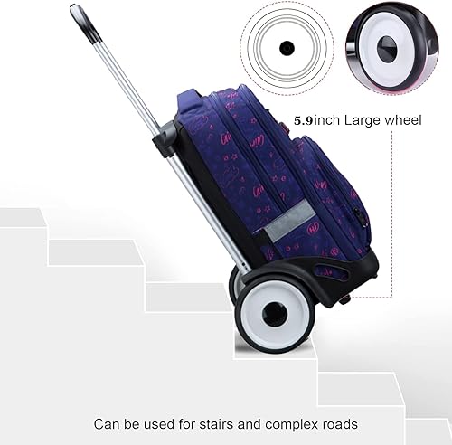 Miniatura 2 de UNIKER Mochila rodante con ruedas extraíbles para negocios, viajes al trabajo, mochila de transporte con ruedas grandes con compartimento para